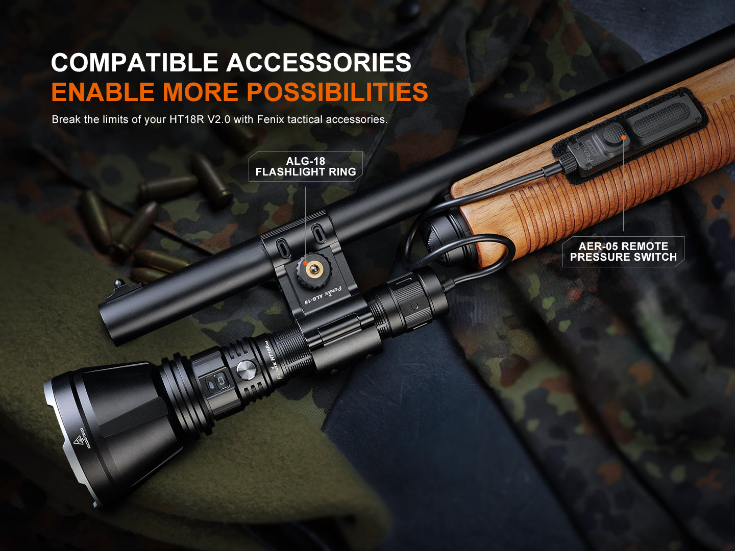Fenix HT18R V2 Long Range Flashlight [3,700 Lumens I 1,100 Meters Throw]
