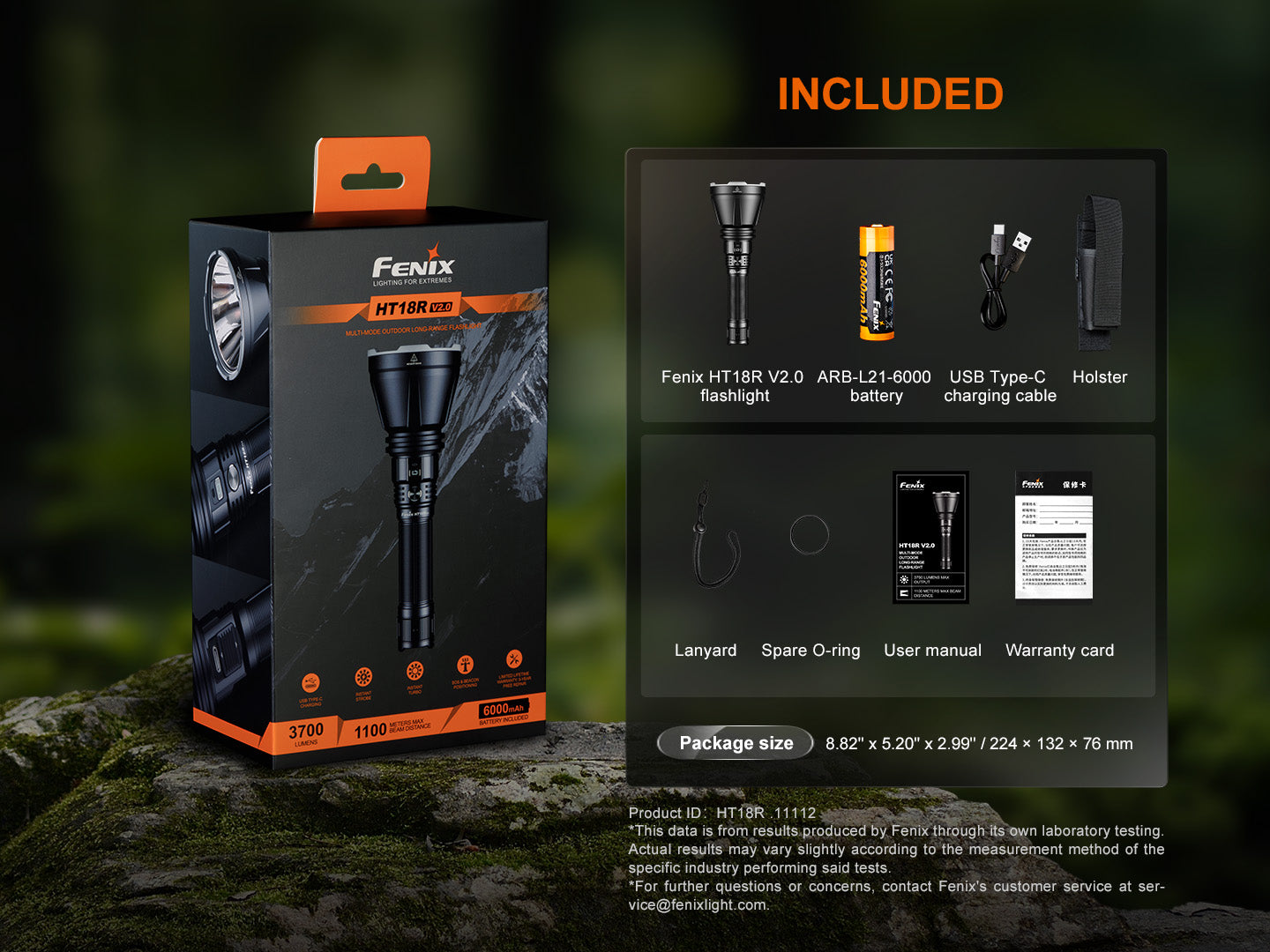 Fenix HT18R V2 Long Range Flashlight [3,700 Lumens I 1,100 Meters Throw]