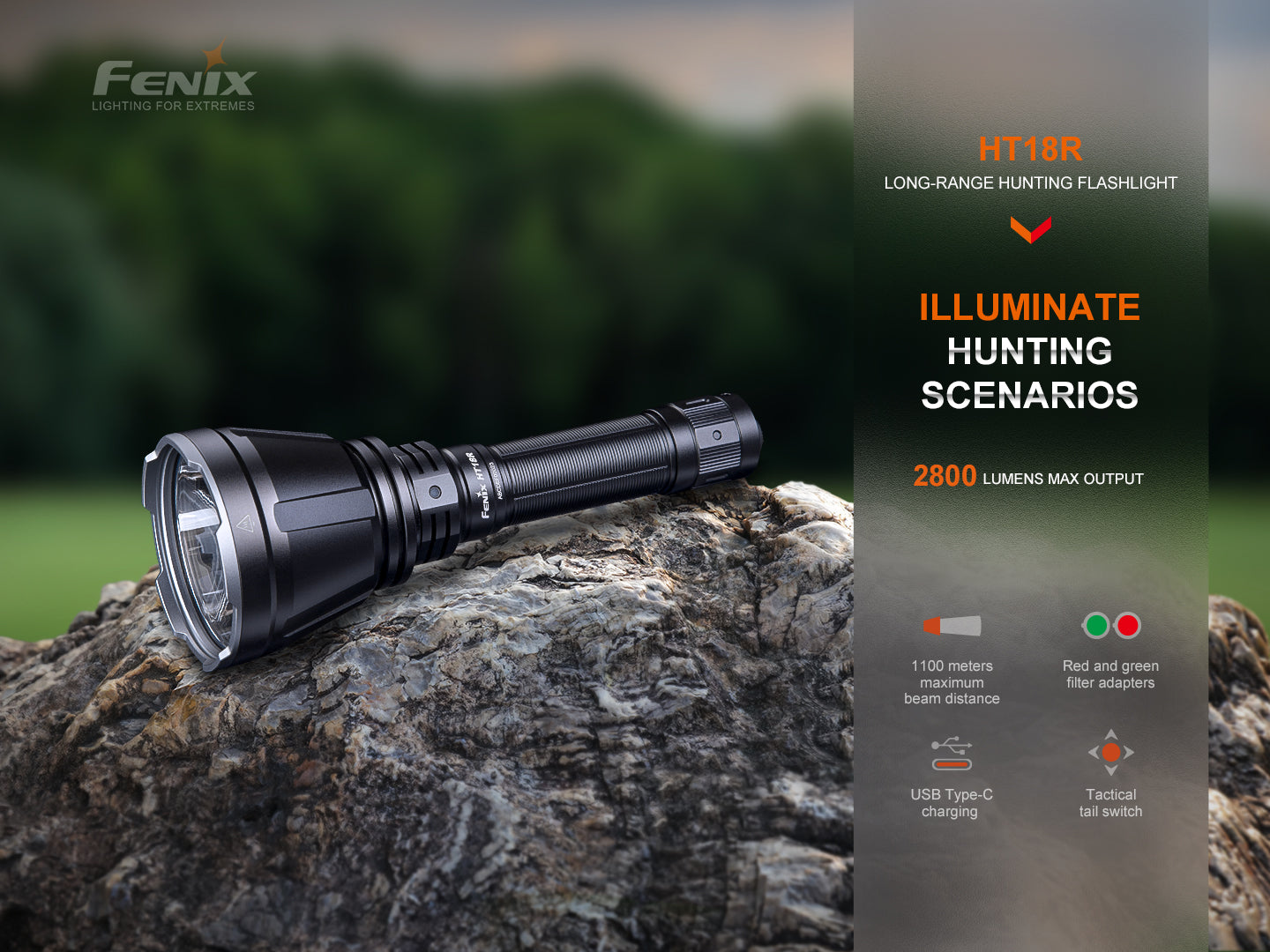 Fenix HT18R Long Range Flashlight 1,100 Meters Throw - 2,800 Lumens
