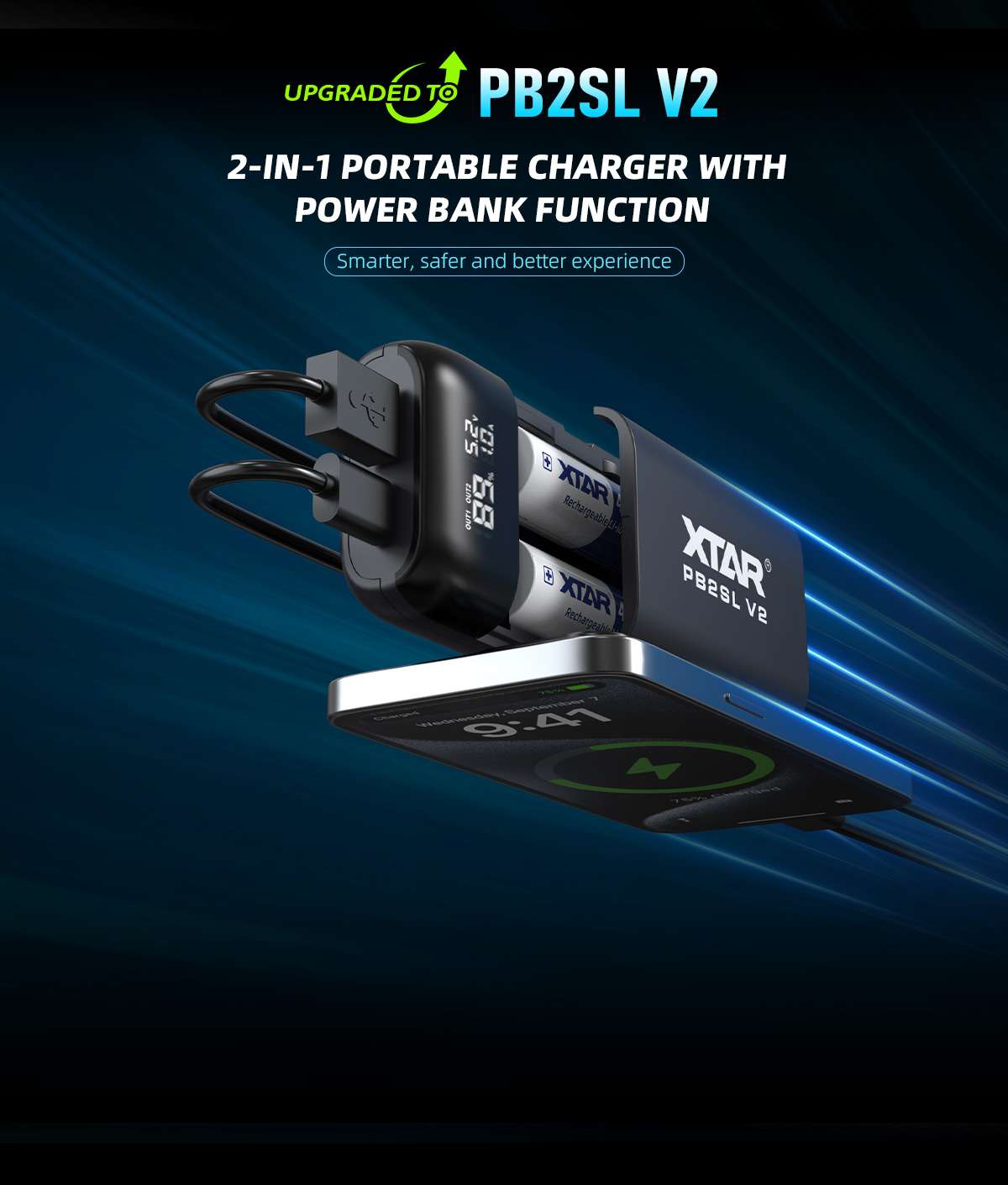 XTAR PB2SL V2 Battery Charger with Power Bank Feature