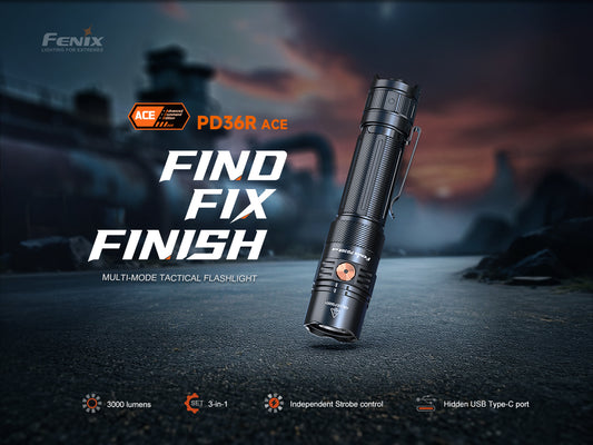 fenix flashlight c6 micro 800 lumens PD45R ACE Rechargeable set output level selections Fenix Flashlights Macro Electronic