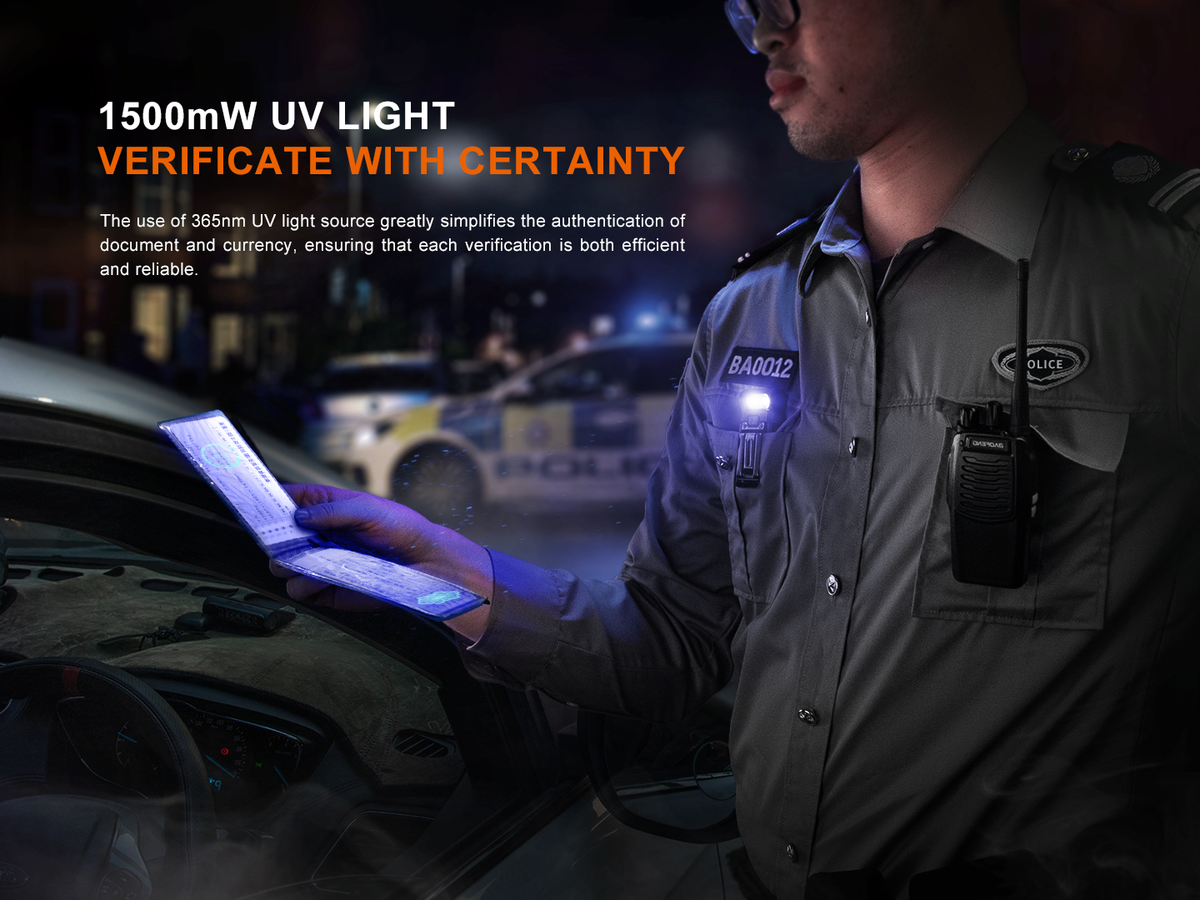 Fenix SW05R-UV Multi-Purpose Clip-On Flashlight with 1500 mW UV Light