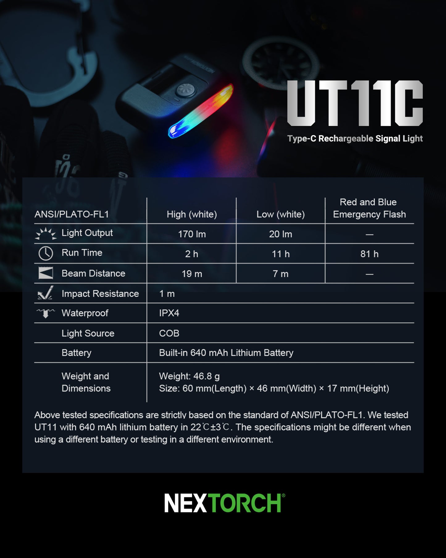 Nextorch UT11C Clip Light With Red-Blue Flash