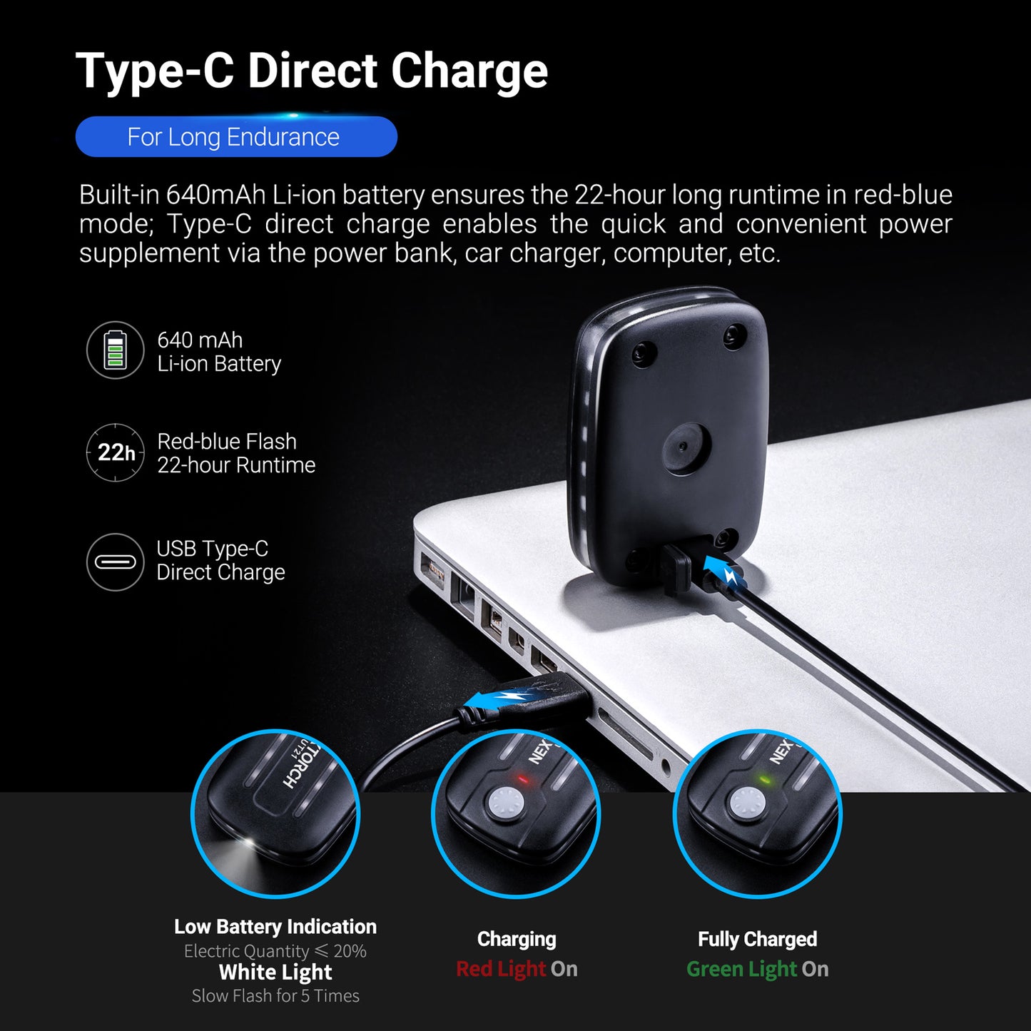 Nextorch UT21 Blue & Red Signal Light with White Light