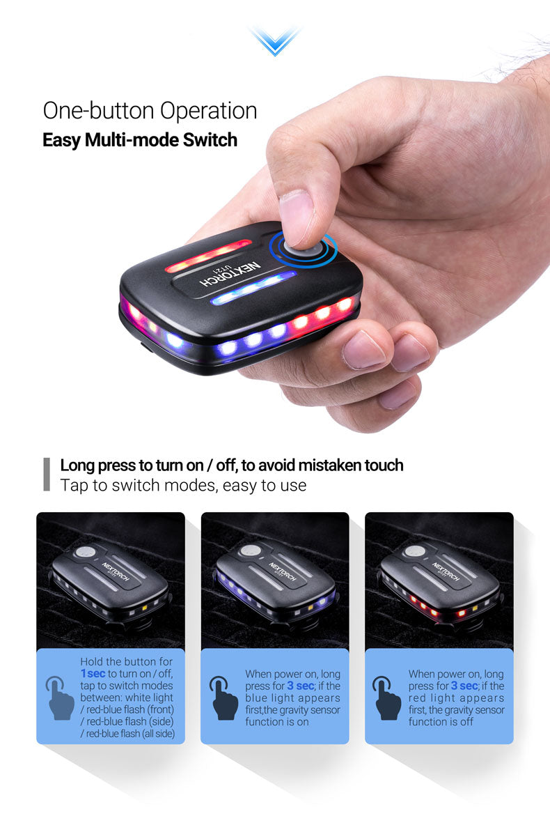 Nextorch UT21 Blue & Red Signal Light with White Light