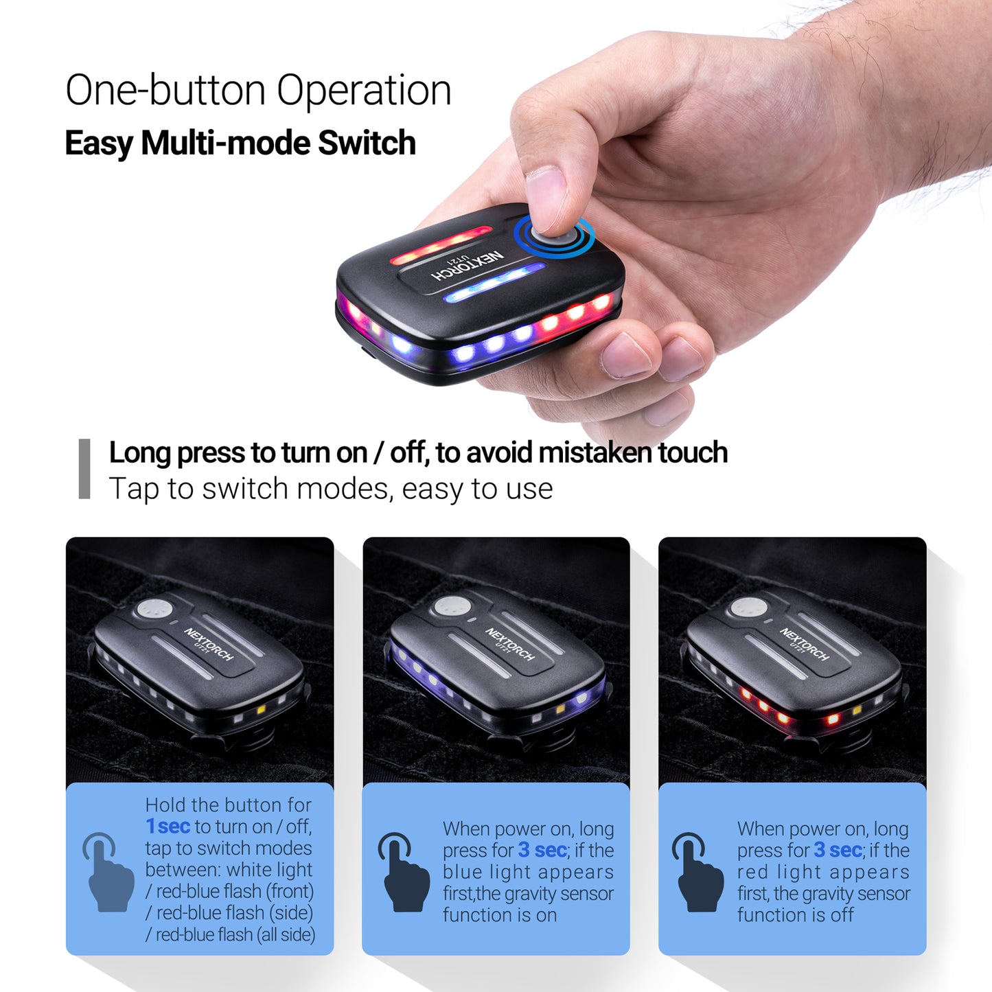 Nextorch UT21 Blue & Red Signal Light with White Light