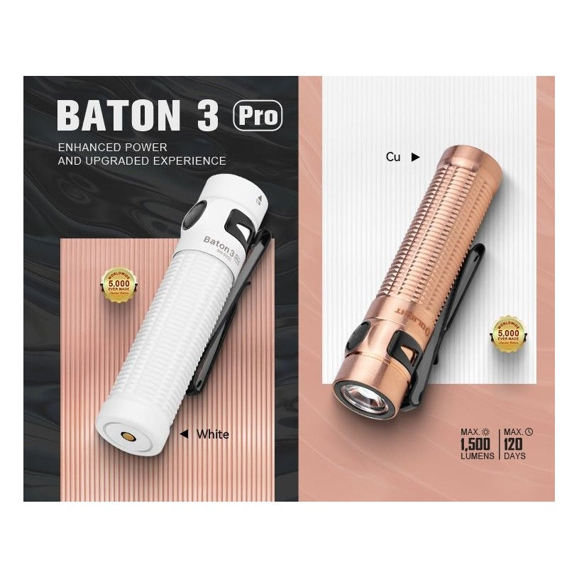 (Limited Edition) Olight Baton 3 Pro in White / Copper Rechargeable Flashlight