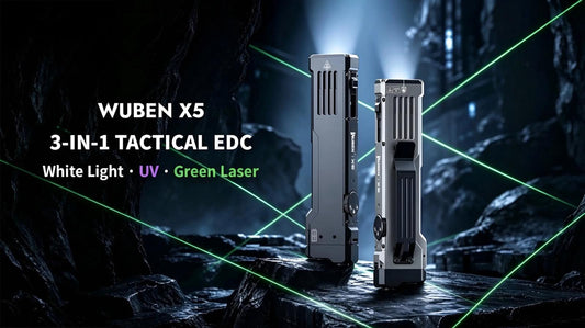 Wuben X5 Triple Light Sources Flat Style EDC Flashlight with Replaceable Battery Pack (AAA compatible)