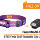 Bundle Deal - Fenix HM65R-T V2 Magnesium Headlamp With Emergency Whistle + E04R Rotatable Clip Light
