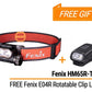 Bundle Deal - Fenix HM65R-T V2 Magnesium Headlamp With Emergency Whistle + E04R Rotatable Clip Light