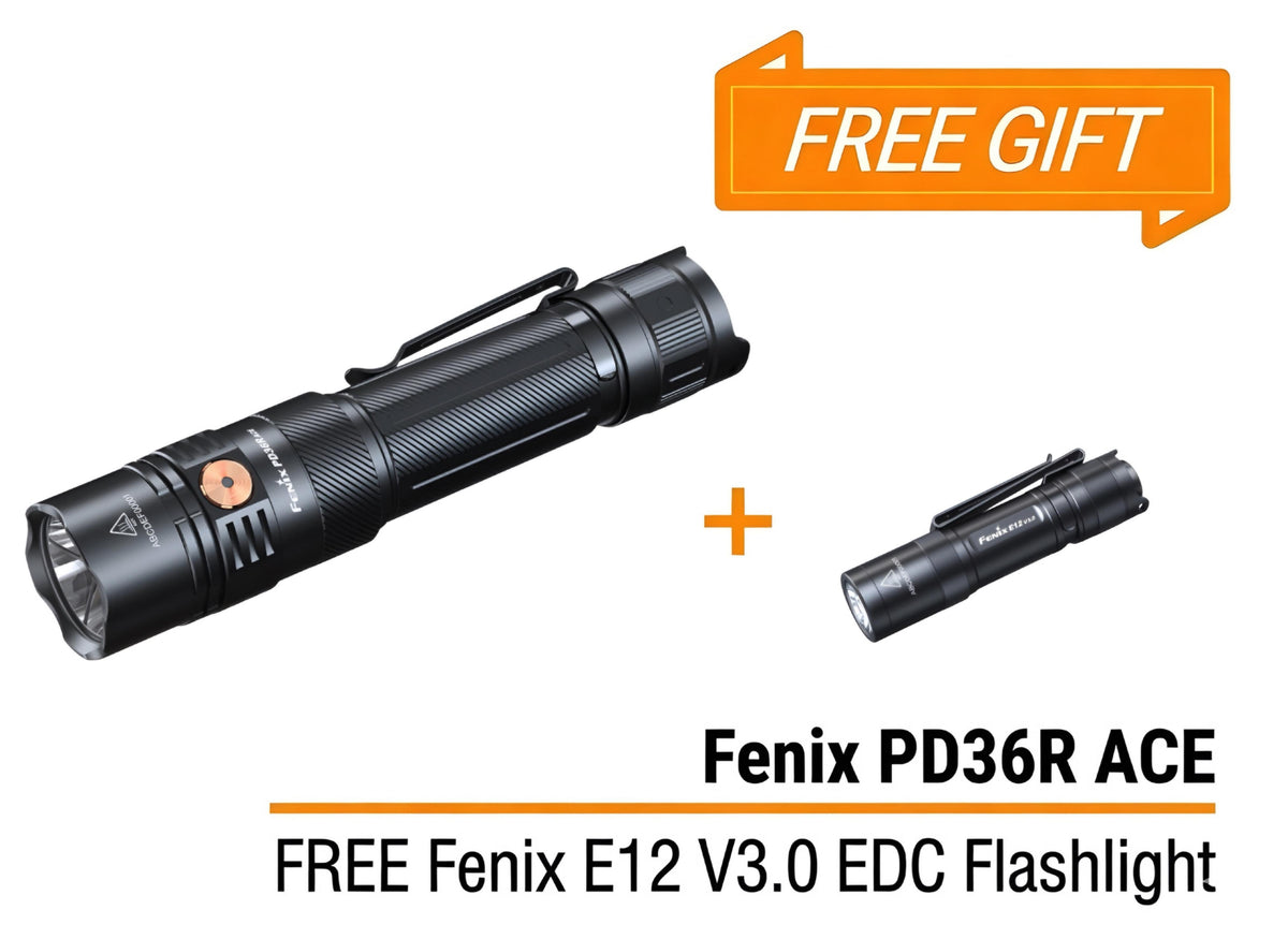 Bundle Deal - Fenix PD36 ACE Multi-Mode tactical Flashlight + E12 V3 Pocket EDC Flashlight
