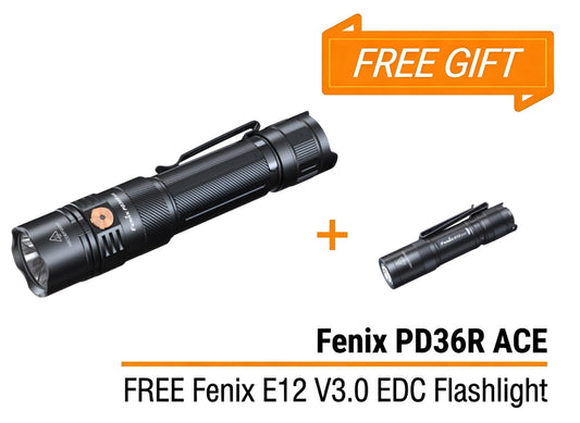 Bundle Deal - Fenix PD36 ACE Multi-Mode tactical Flashlight + E12 V3 Pocket EDC Flashlight