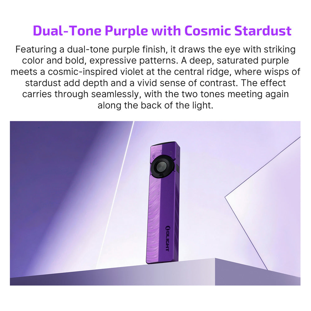 Olight ArkPro Nebula Violet 3-In-1 Dual Beam Distance EDC Flashlight [White Light, Green Pointer & UV]