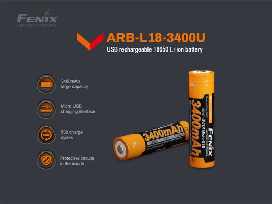 Fenix ARB-L18-3400U USB-Rechargeable 18650 Battery