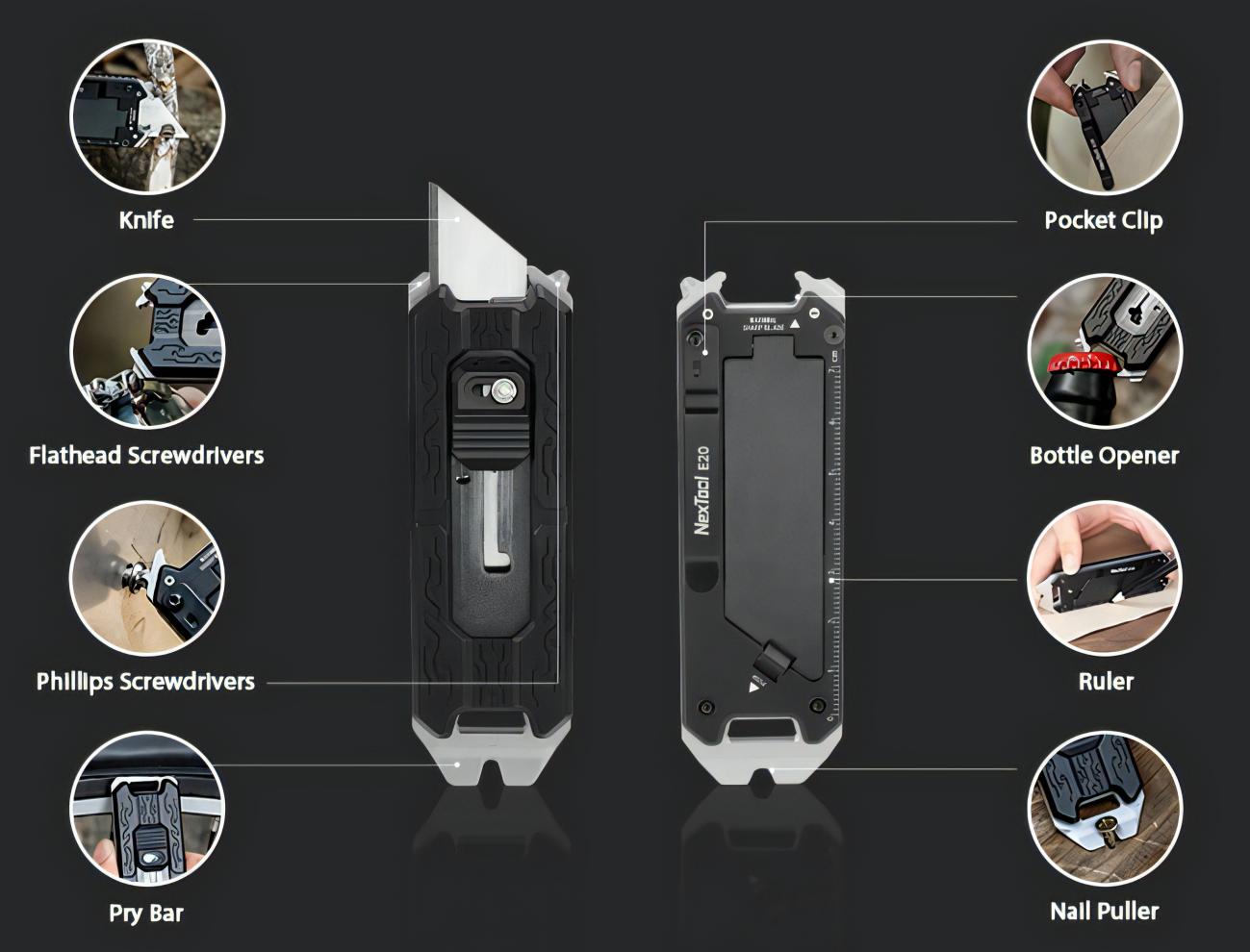 Nextool E20 Explorer 7-in-1 Compact Utility Knife with Tools
