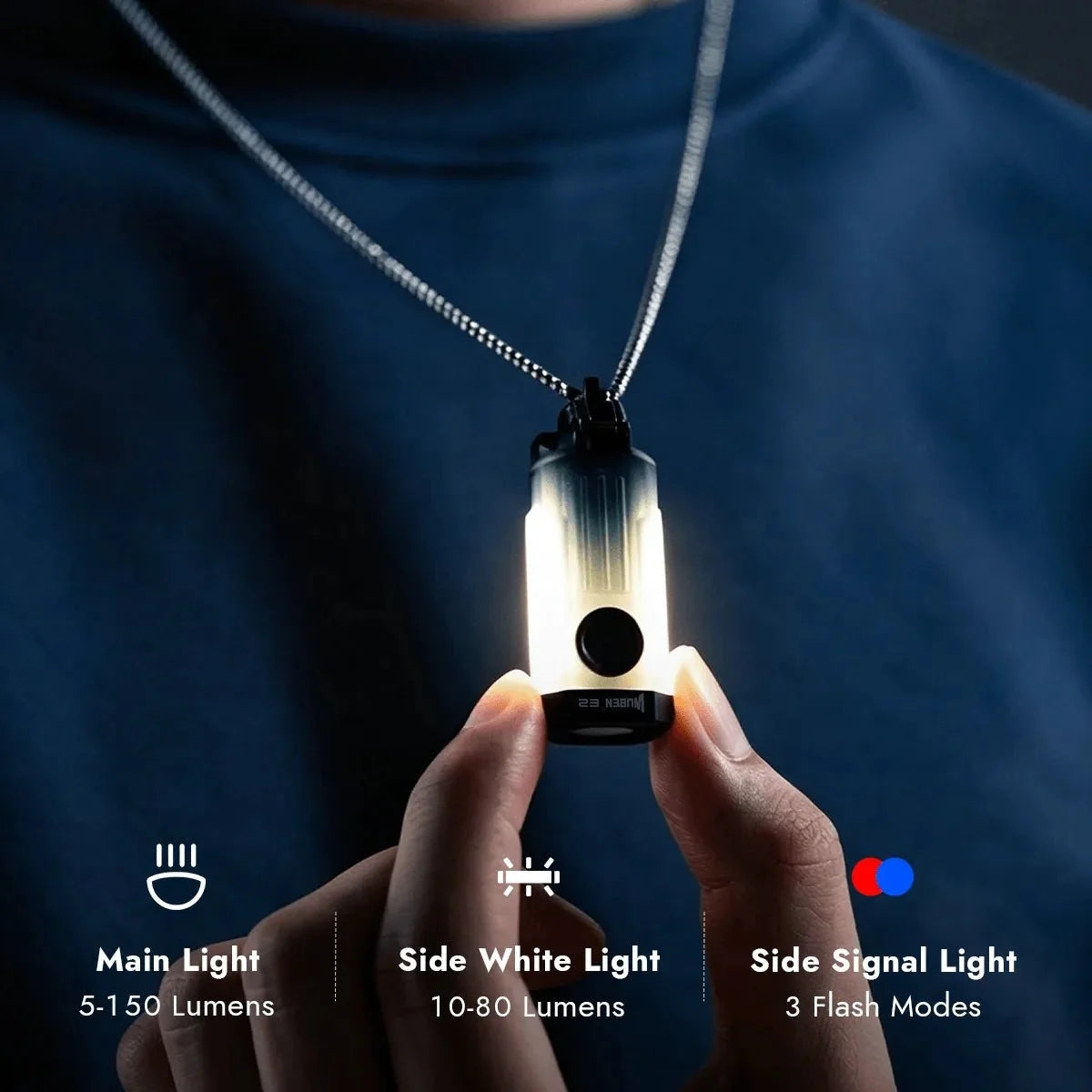 Wuben E2 Pulse Necklace / Keychain Flashlight