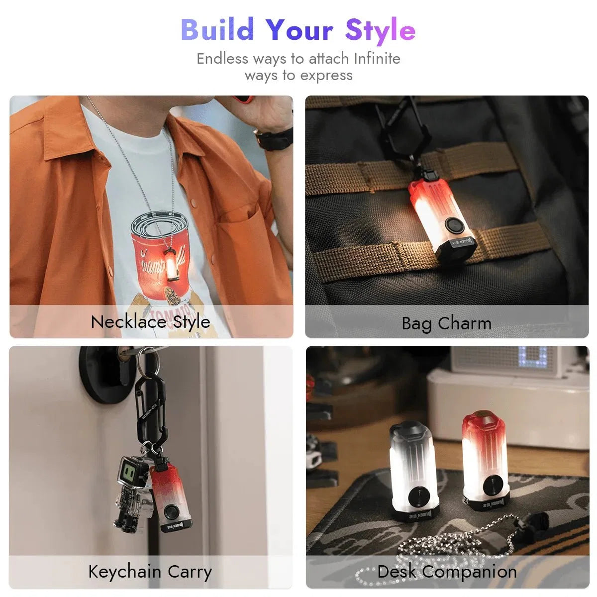 Wuben E2 Pulse Necklace / Keychain Flashlight