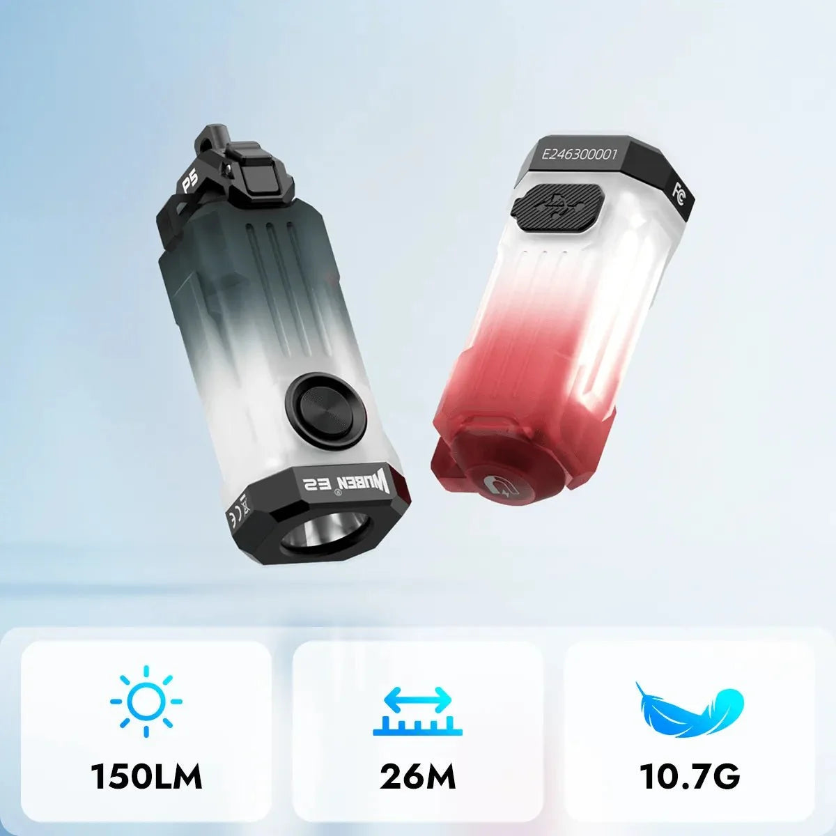 Wuben E2 Pulse Necklace / Keychain Flashlight