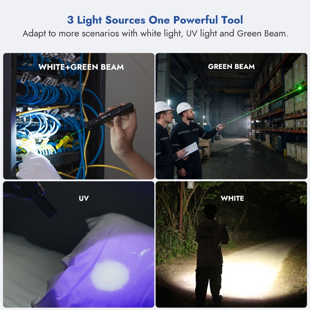 Wuben X5 Triple Light Sources Flat Style EDC Flashlight with Replaceable Battery Pack (AAA compatible)