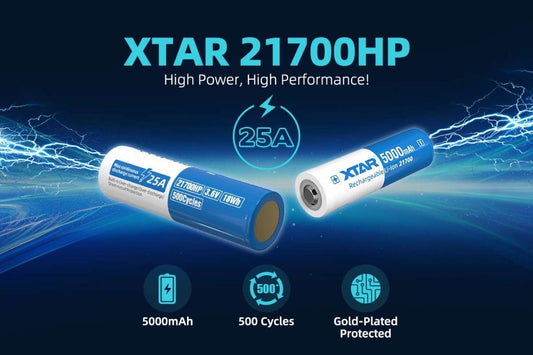 XTAR 5,000 mAh 25A 21700 Li-ion Rechargeable Battery ($19.90 Per Piece)