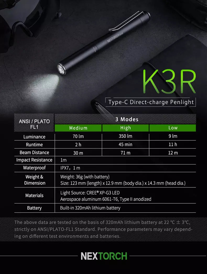 Nextorch K3R Rechargeable EDC Penlight