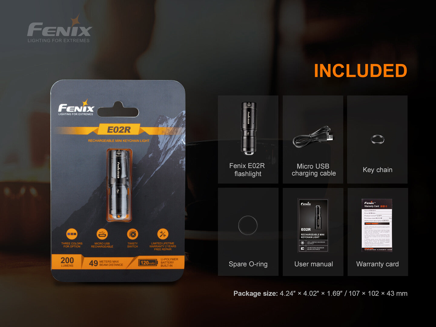 Fenix E02R Rechargeable Keychain Flashlight