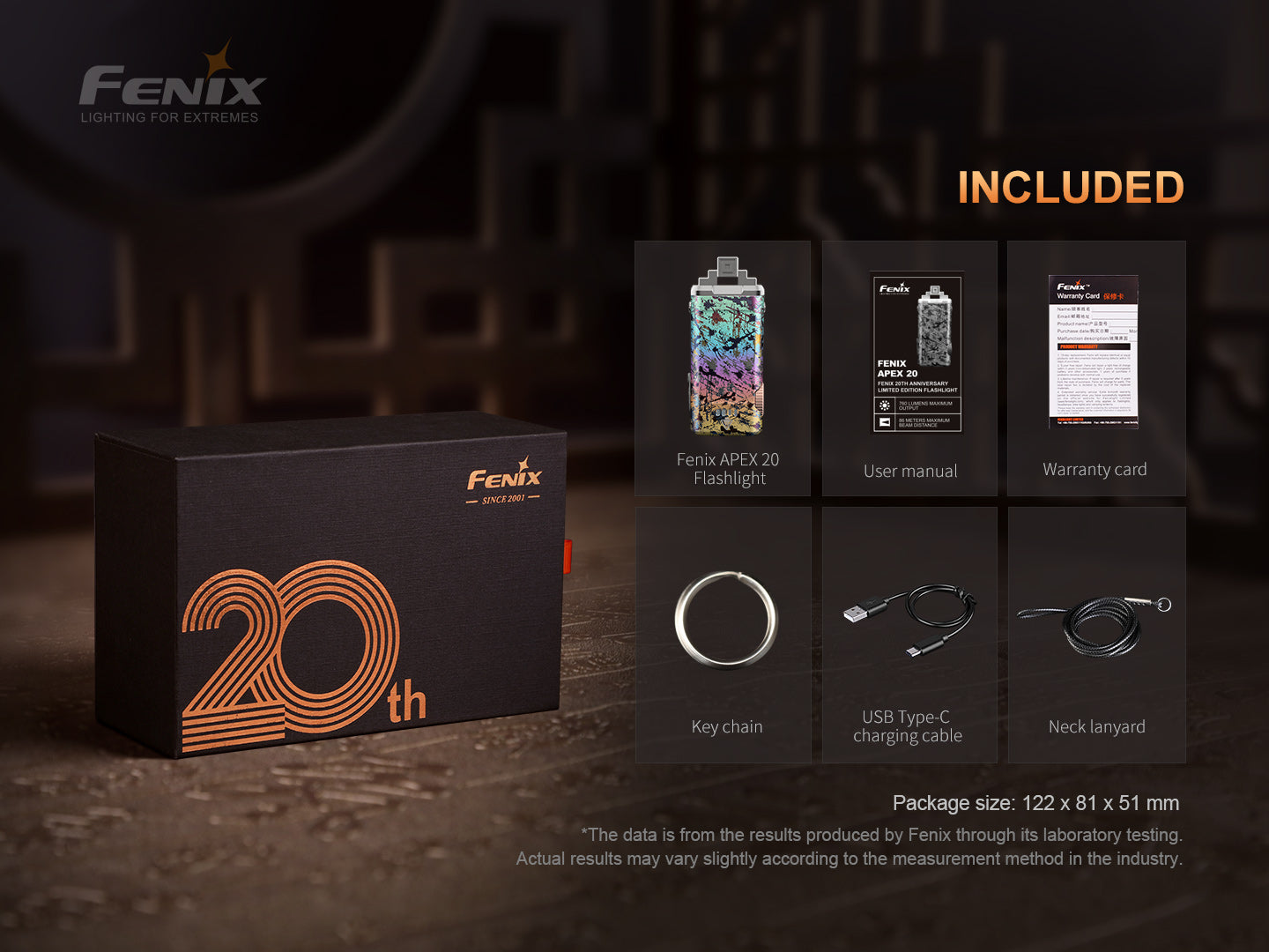 (Limited Edition) Fenix 20th Anniversary Titanium Keychain Flashlight - Model no. Apex 20