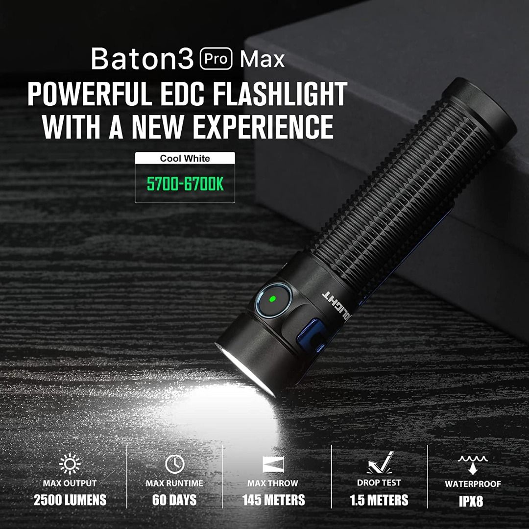 Olight Baton 3 Pro Max Everyday Carry Flashlight_2500 Lumens