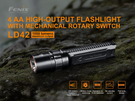 Fenix LD42 LED Flashlight Use 4 AA Batteries