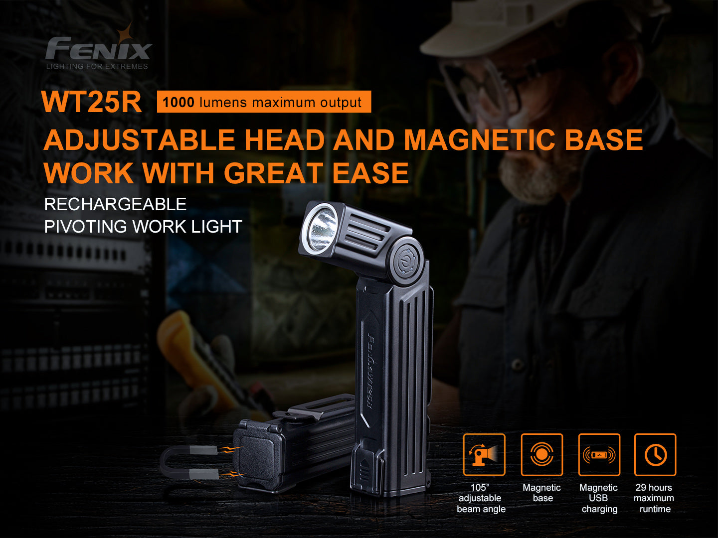 Fenix WT25R Adjustable Head & Magnetic Base Flashlight