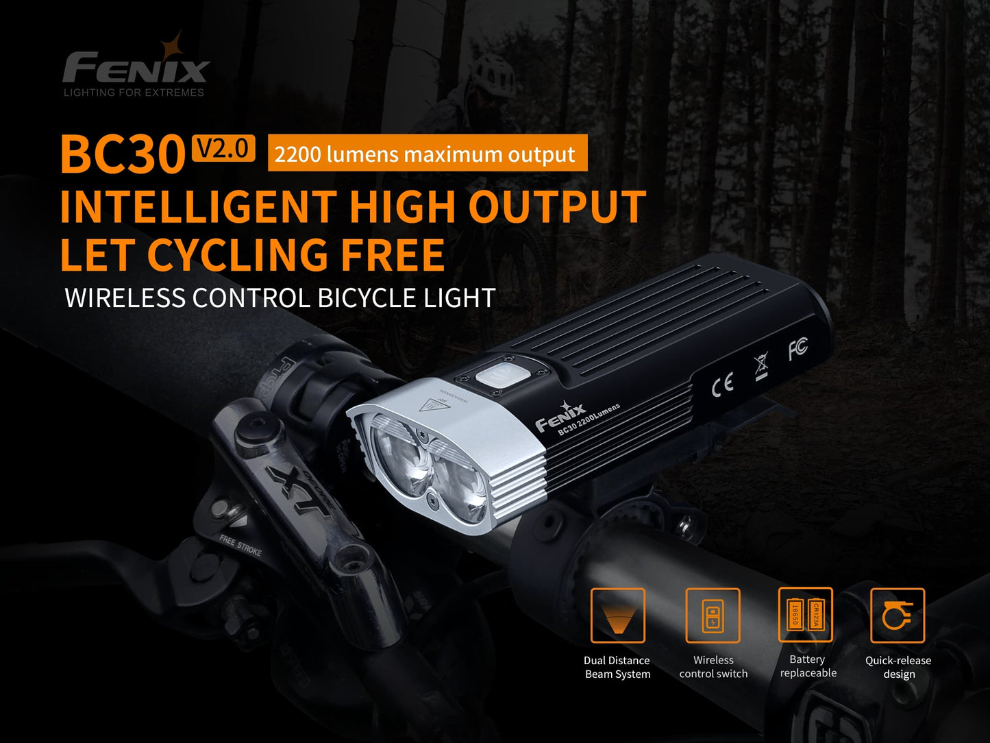 Fenix BC30 V2 Bike Light with Wireless Control Switch