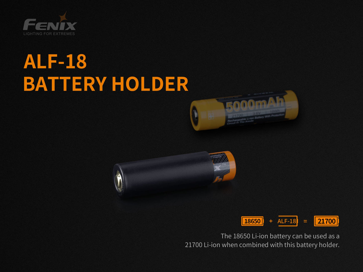 Fenix ALF-18 18650 to 21700 Battery Adapter