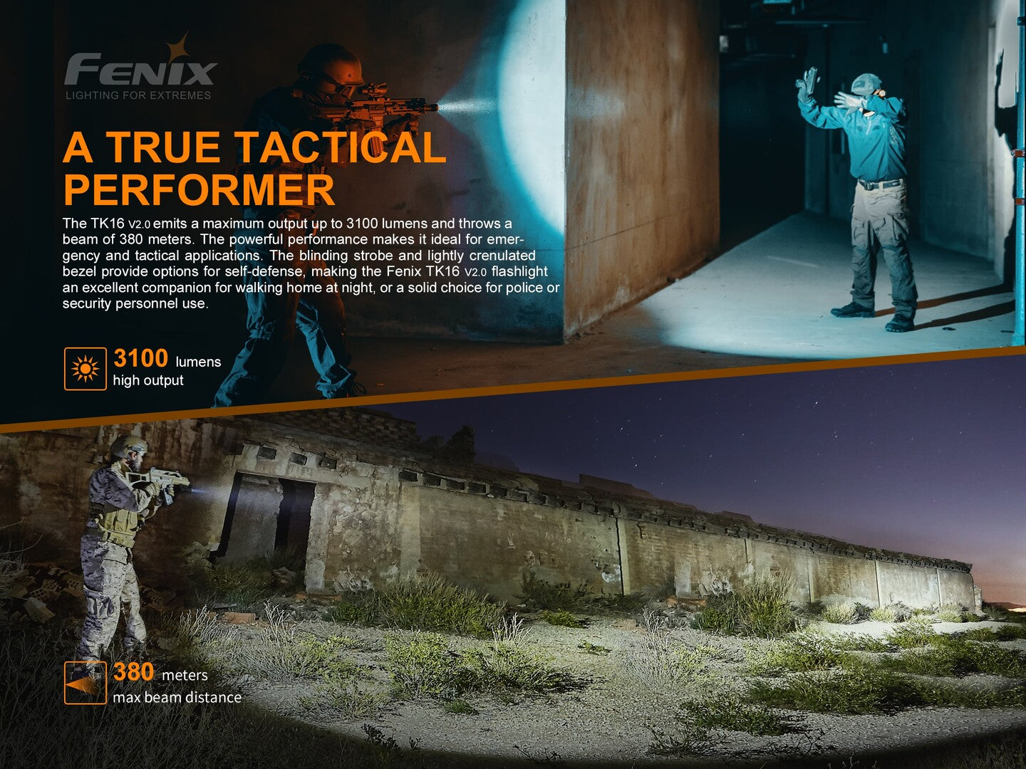 Fenix TK16 V2 Tactical Flashlight With Strobe Ready 3100 Lumens