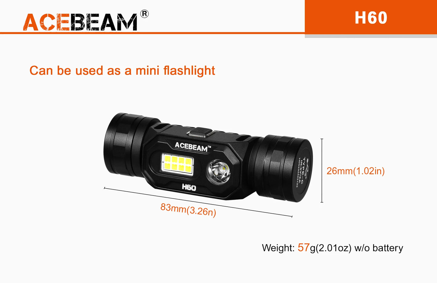 Acebeam H60 Full Spectrum Rechargeable Headlamp