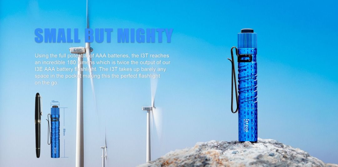 (Limited Edition) Olight i3T Pinwheel Blue Everyday Carry Flashlight