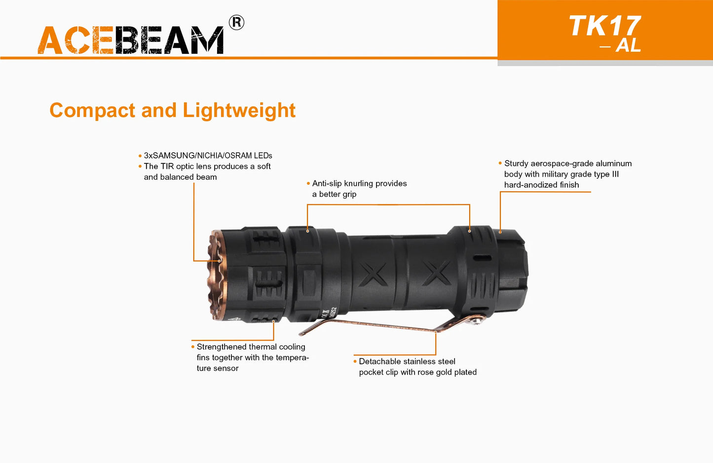 Acebeam TK17 Compact LED Flashlight 2,300 Lumen