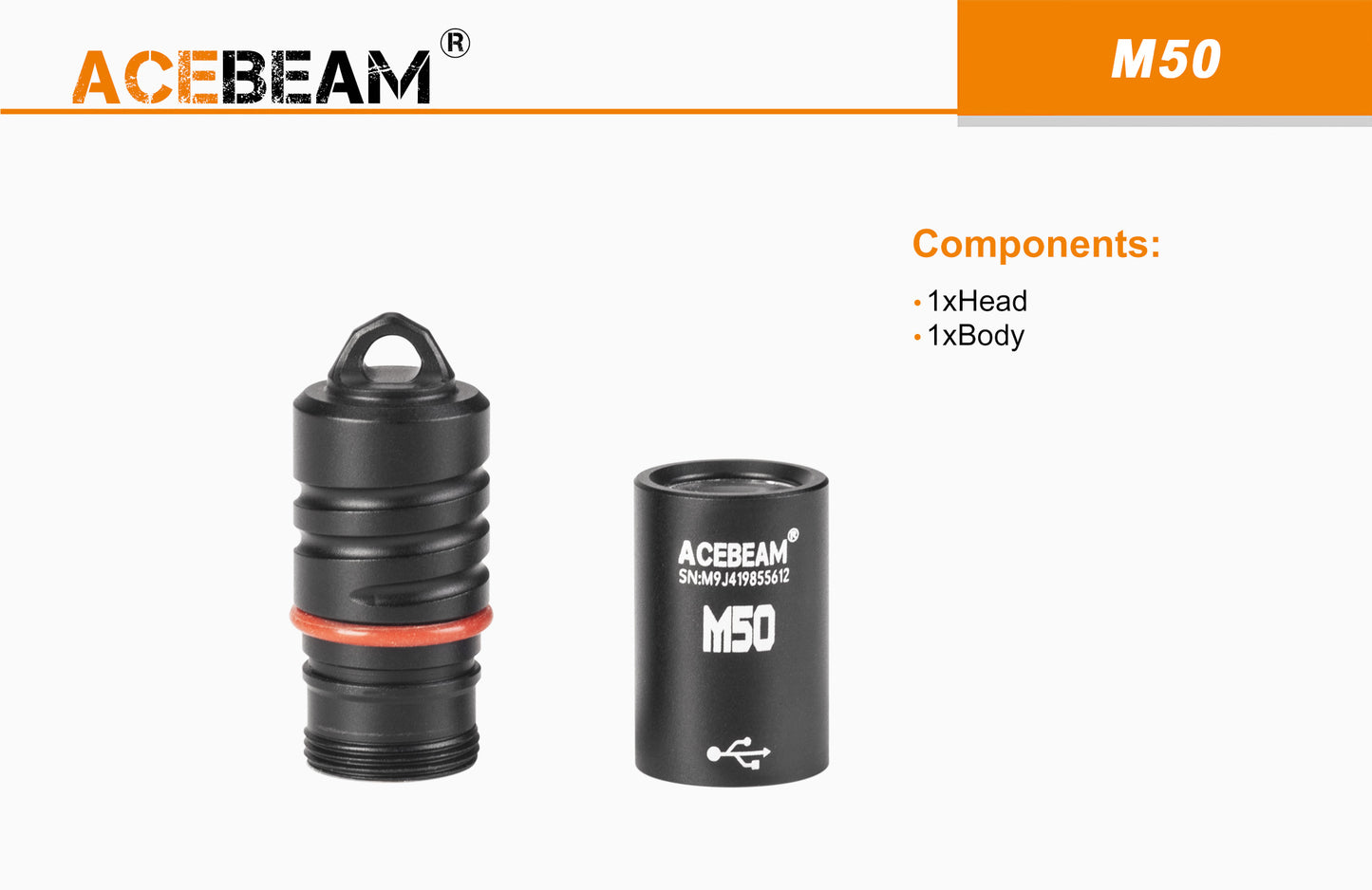 Acebeam M50 Rechargeable LED Keychain Flashlight