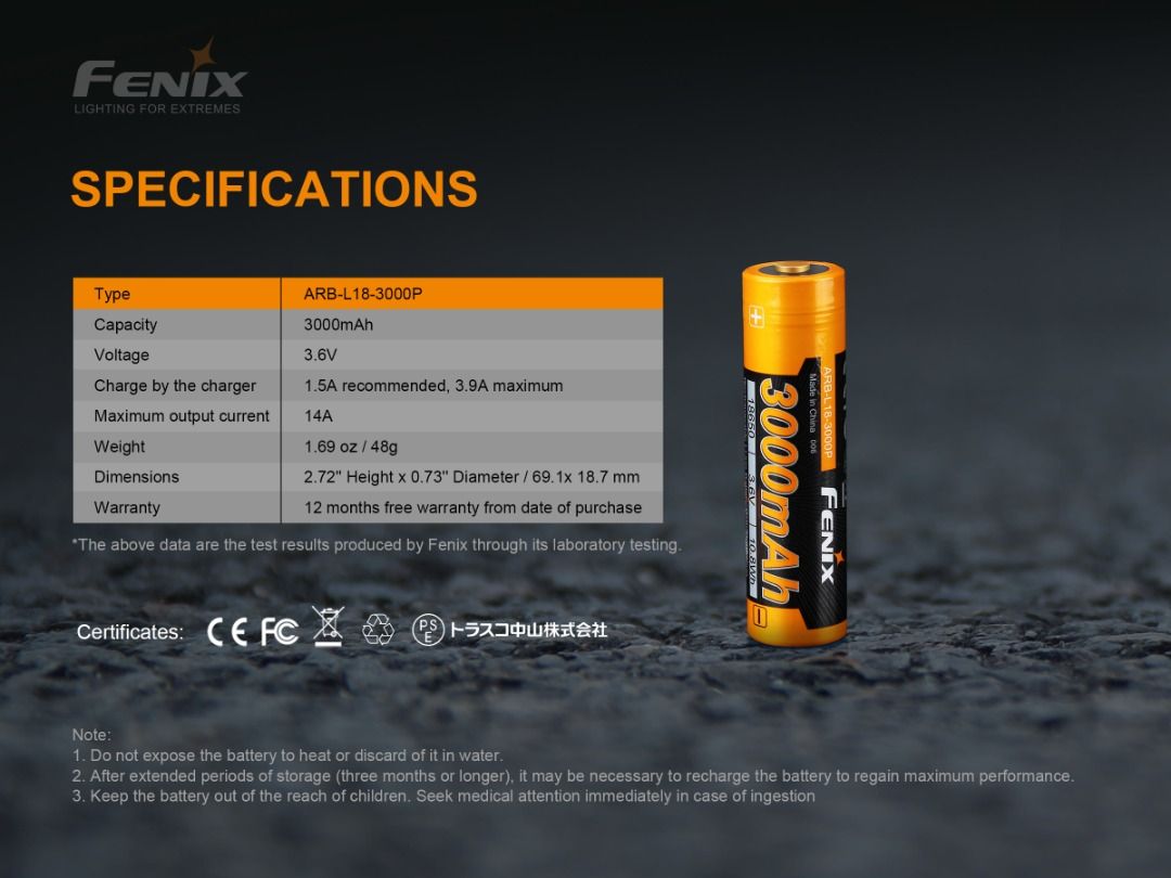Fenix ARB-L18-3500 18650 Li-ion Rechargeable Battery