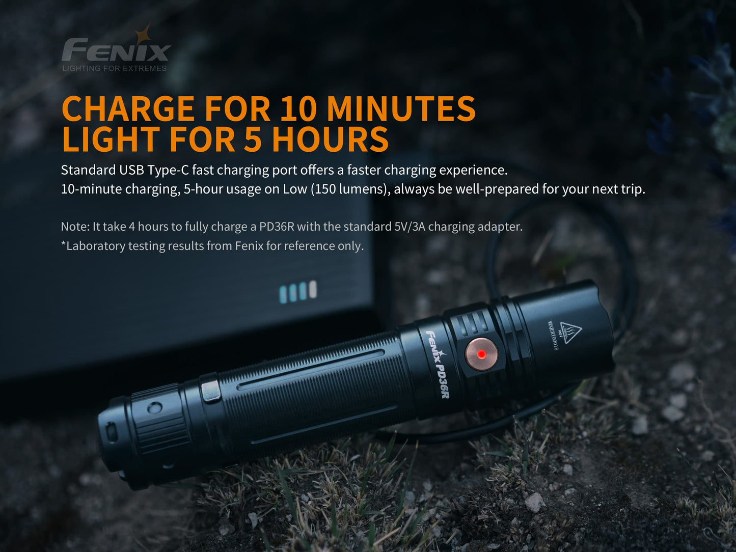 Fenix PD36R USB-C Rechargeable Flashlight - 1600 Lumens - 283 Meters