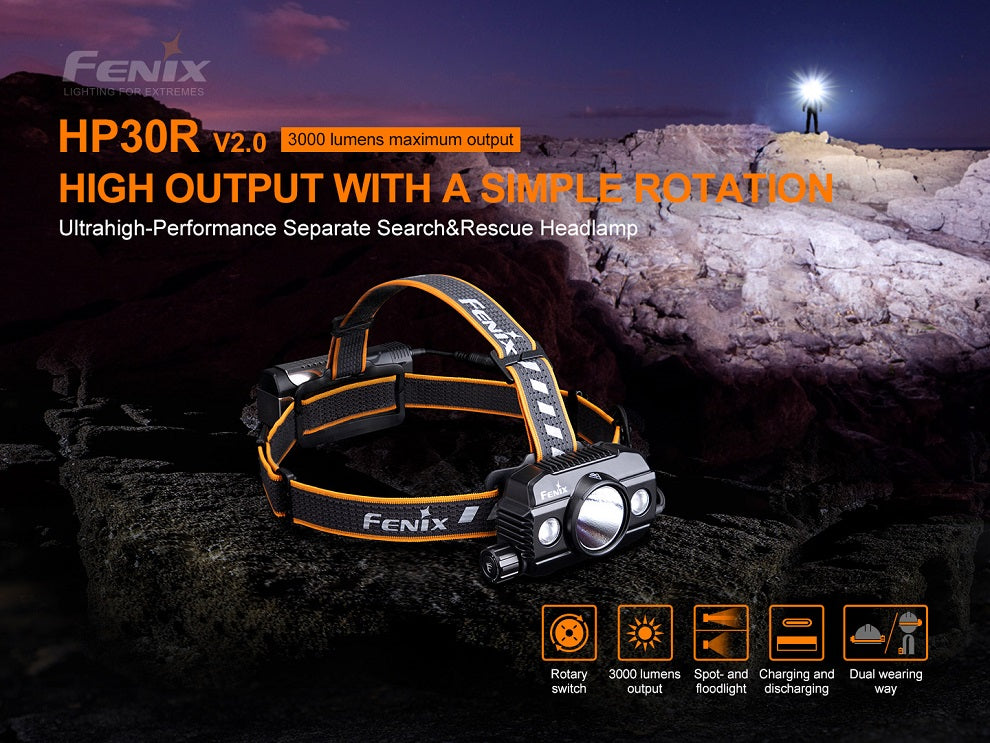 Fenix HP30R V2 High Performance Headlamp - 3000 Lumens