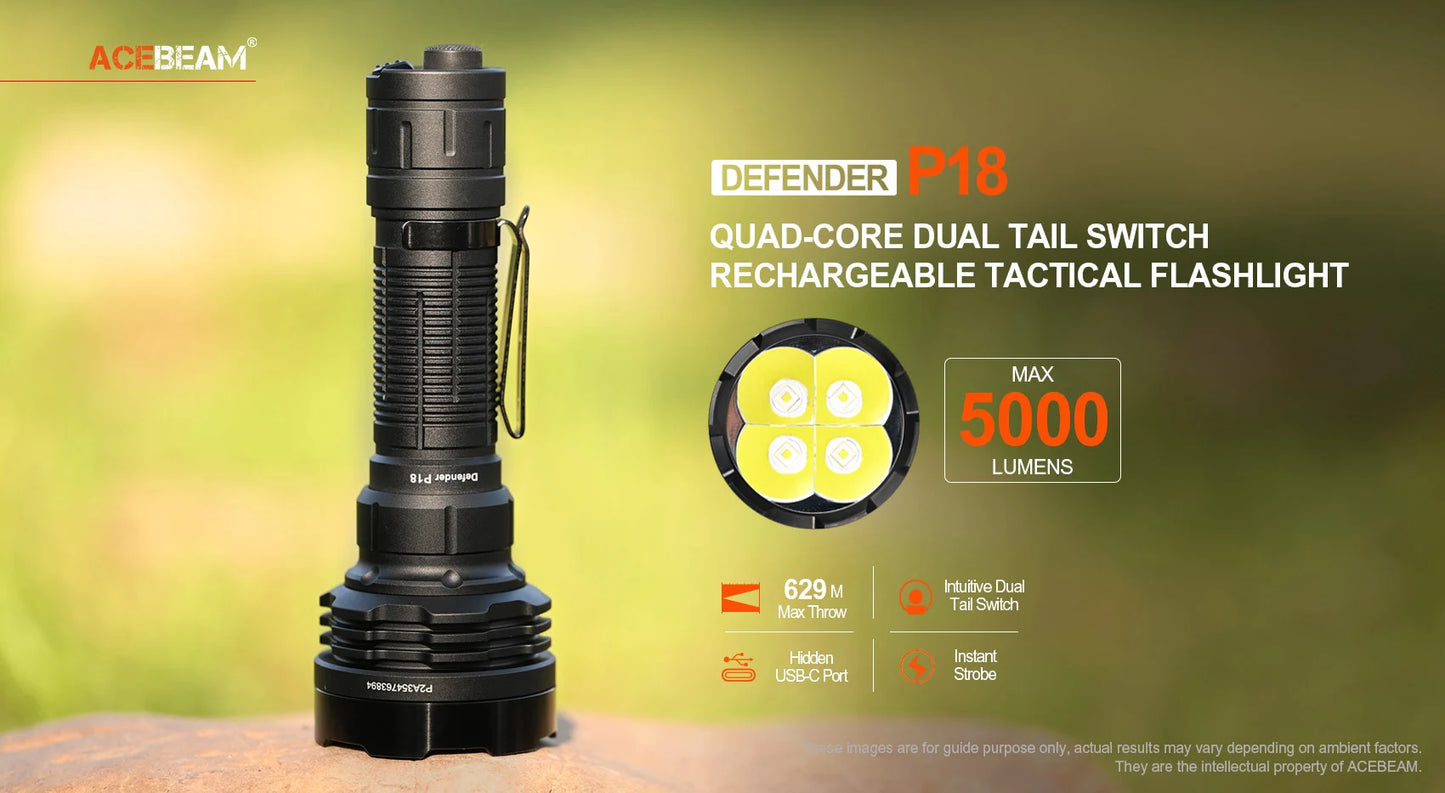 Acebeam P18 [5,000 Lumens] Tactical Flashlight