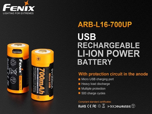 Fenix ARB-L16-700UP 16340 Li-ion Rechargeable Battery