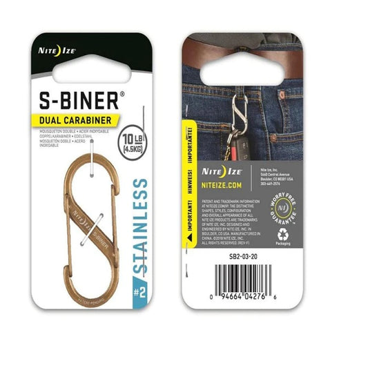 Nite Ize S-Biner Stainless Steel Dual Carabiner ln Gold (Size #2)